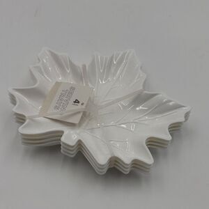 White Leaf Shaped Serving Trays (4)